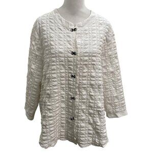 NICHE Nilgun Derman Pucker Textured Button Front Blouse White size Large